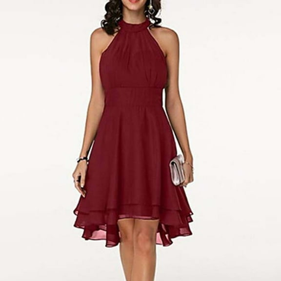 Axxd Dresses for Women,Summer Dresses,Cocktail Dresses Fashion Round Neck Sleeveless