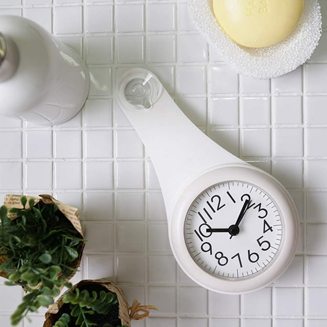 Reloj de baño colgante con gancho de ventosa, reloj de ducha silencioso impermeable para dormitorio, sala de estar, decorativo