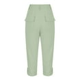 thumbnail image 4 of UVEASISHA Cargo Capris for Women Lightweight Drawstring Casual Hiking Pants High Waisted Capri Pants Slim Fit Cropped Pants with Pockets Ofertas Flash Army Green XL, 4 of 8