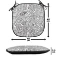 thumbnail image 4 of Music Chair Seating Cushion Set of 4, Outline Monochromatic Doodle in Chaotic Design with Musical Themed Elements, Seat Pads with Anti-slip Backing, 16"x16", Charcoal Grey White, by Ambesonne, 4 of 7