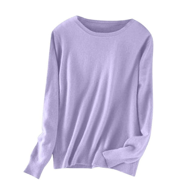 Bwomeauty Chandail à Manches Longues pour Femmes, Col Rond, Décontracté, S