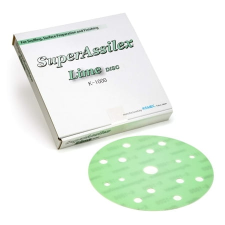 Super Assilex Flexible 6 inch Sanding Discs Lime K-1000 15 Holes Hook & Loop 193-2527 25 Discs