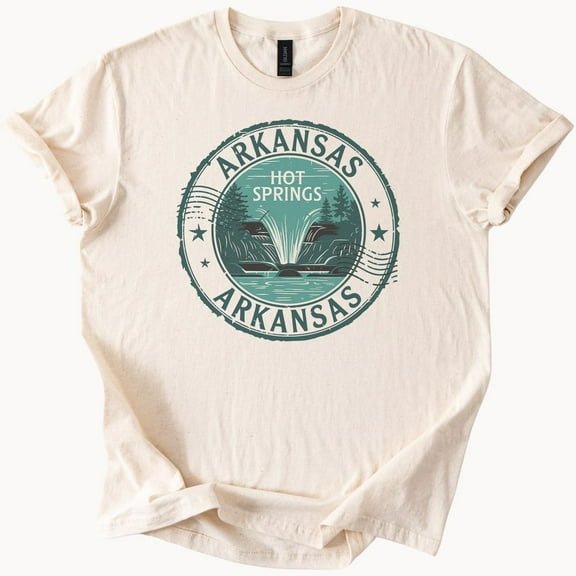 Kiraa Tee with Arkansas Hot Springs Graphic T Shirt Nature Waterfall Trees Souvenir Arkansas State Park Scenic Outdoors Tee Travel Gift Shirt Birthday Gifts; For Men & Women