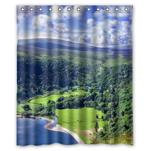 MOHome Nature landscape scenery Mountain Lake Shower Curtain Waterproof Polyester Fabric Shower