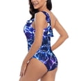 thumbnail image 4 of Picia Blue Lightning1 Pattern Women's One Piece Swimsuits,One Shoulder Swimwear Asymmetric ,Ruffle Monokinis Bathing Suits,High Waisted Flattering Bathing Suits-Small, 4 of 8