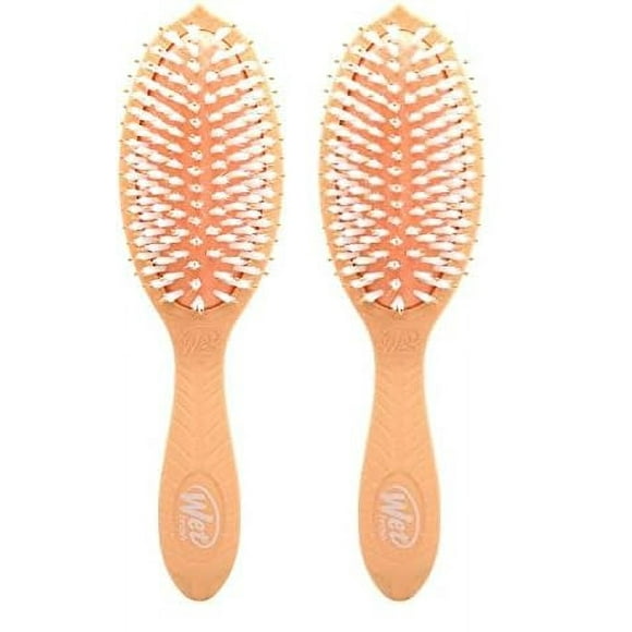Wet Brush Go Green Coconut Oil Infused Detangling Hair Brush - Pain-Free Ultra-Soft Detangler Bristles Glide Through Tangles with Ease - Protects Against Split Ends (Pack of 2)
