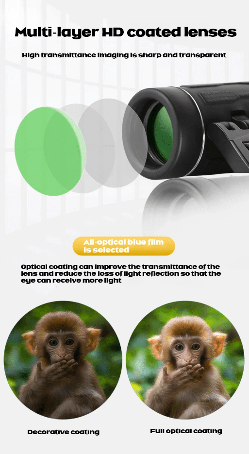 500x25 Zoom Telescope Professional BAK4 HD Powerful Binoculars Long Range Portable Outdoor Folding FMC Binocular Camping Travel