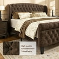thumbnail image 5 of Sailvan Queen Size Sleigh Bed Frame Upholstered in Chenille with High Offset/Tufted Headboard and Footboard with Button Tufting, No Box Spring Needed, 5 of 9