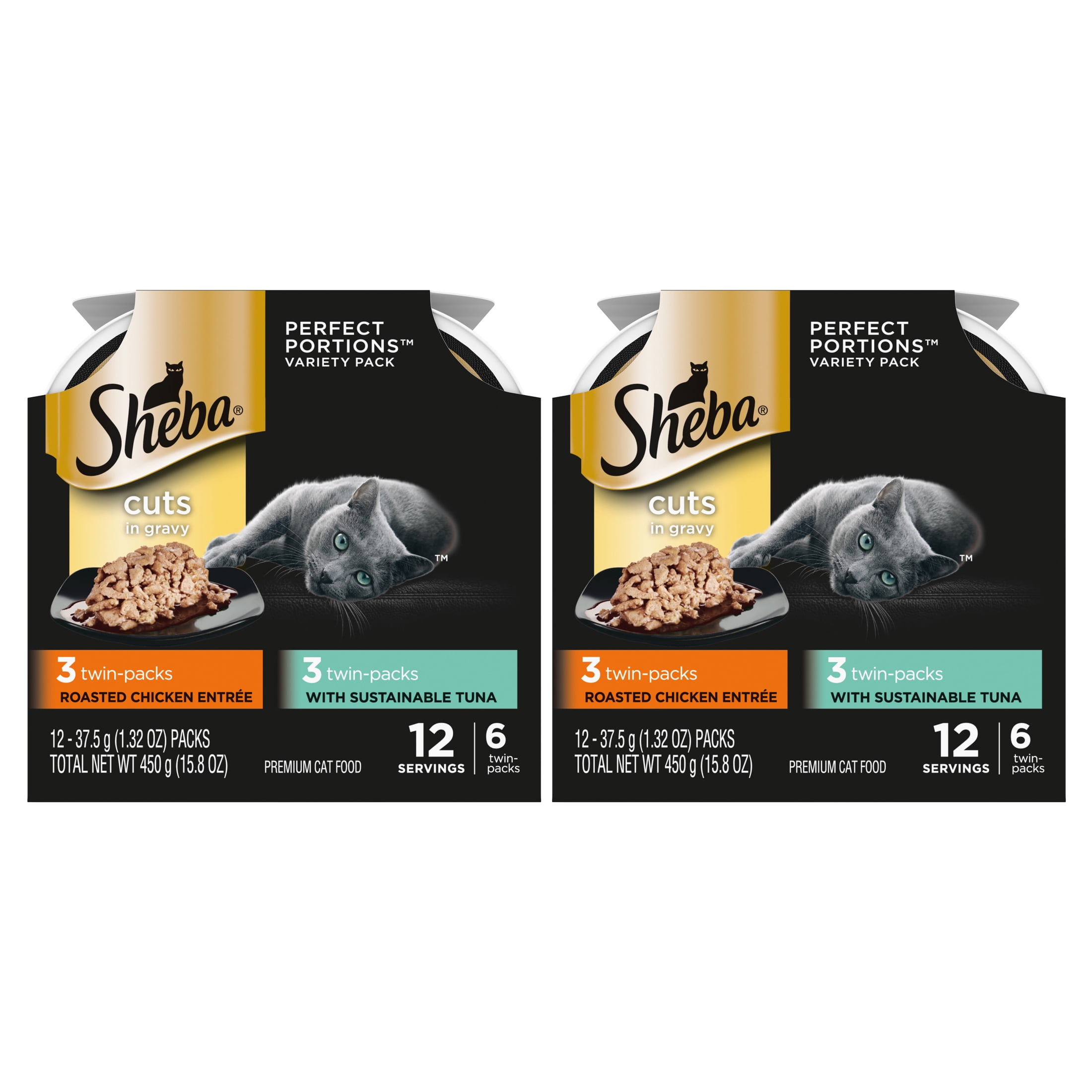 (2 pack) Sheba Perfect Portions Wet Cat Food Cuts in Gravy Variety Pack