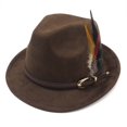 thumbnail image 6 of XIAOCHA Womens Braided‑Buckle Fedora Hat Solid Wide‑Brim Hat Outdoor Festival Hat,Brown, 6 of 8
