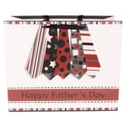 Deluxe Horizontal Happy Father's Day Tie Striped 10"x12.5"x5.5" Gift Bag