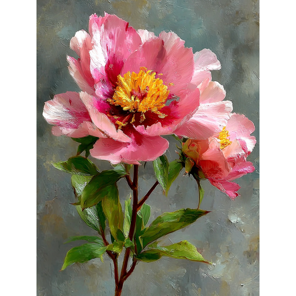 Pink Peony Floral Canvas Print, Modern Botanical Flower Lover Gift Bedroom Living Room Home Wall Decor Art