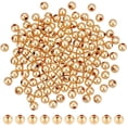 thumbnail image 2 of 300Pcs 4mm Real 18K Gold Plated Solid Brass Beads Round Smooth Spacer Beads Gold Metal Beads for Bracelet Necklace Earring, 2 of 9