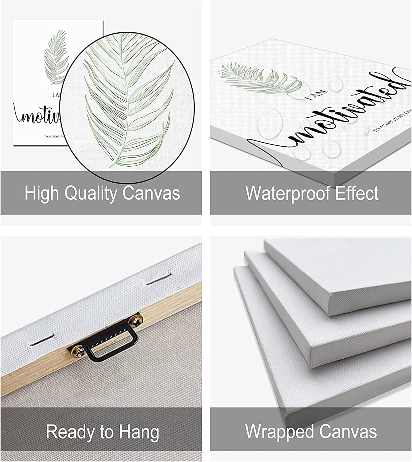 Redbaker 4-teiliges Wanddekoration Set – Botanische Holzschilder Mit Motivationssprüchen, Je 30x10 Cm