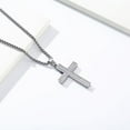 thumbnail image 2 of HIJONES Stainless Steel Cubic Zirconia Cross Necklace for Men Hip Hop Cross Pendant with Chain Silver, 2 of 6