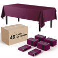 thumbnail image 1 of Exquisite Plum Tablecloths for Rectangle Tables 48 Pack Plastic Table Cloth Disposable 54"" X 108"" Plum Table Cloths Rectangle Tablecloth Plastic Tablecloths Rectangular for Party Supplies, 1 of 5