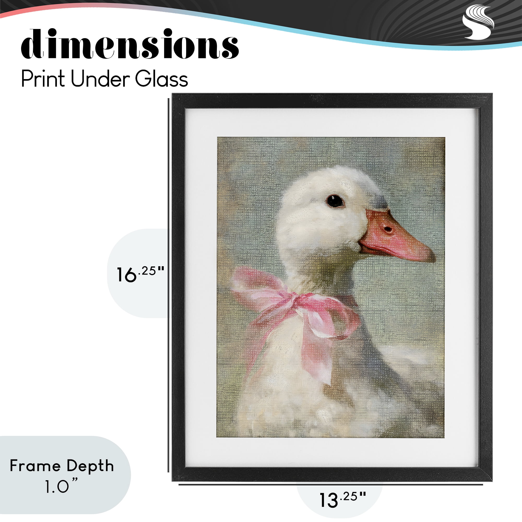 Stupell Industries Portrait of Pink Bow Goose Black Framed Print Under Glass, design by LSR Design Studio