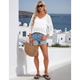 thumbnail image 5 of Drvitor Beach Cover Up for Women Summer Hollow V-Neck Crochet Tops Casual Loose 3/4 Sleeve Swimsuit Cover Up, 5 of 7