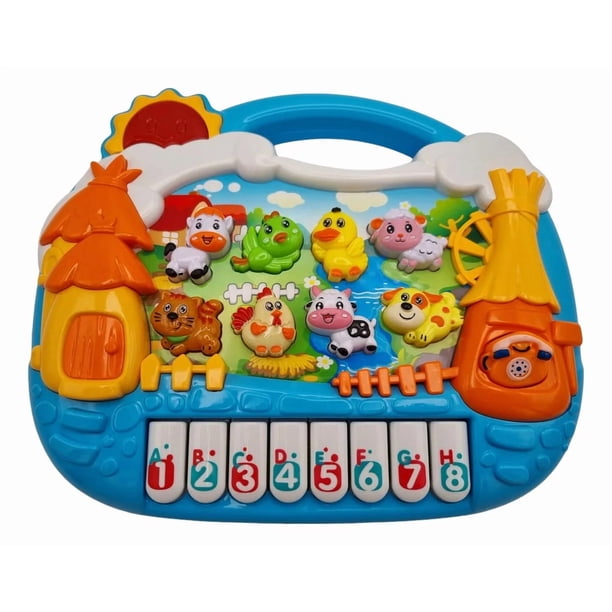 Juguete educativo piano teclado musical con luces figuras y sonidos de animales