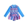 thumbnail image 2 of HWJAD Little Girl Rash Guard Long Sleeve Swimwear Mermaid One Piece Swimsuit with Skirt Bathing Suit 1-6 Years, 2 of 9