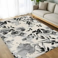 thumbnail image 4 of 8x10 Area Rugs, Black Grey Spring Floral Non-Skid Rubber Backing Large Rectangle Rugs - Living Room Bedroom Home Office, Summer Botanical Watercolor Rustic Indoor Floor Mat Carpets Washable Rug, 4 of 9