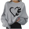thumbnail image 1 of Gibobby Sudaderas para mujer Sudaderas de cuello redondo para mujer estilo casual manga larga ligeras cómodas holgadas de moda sin botones(Gris,M), 1 of 4