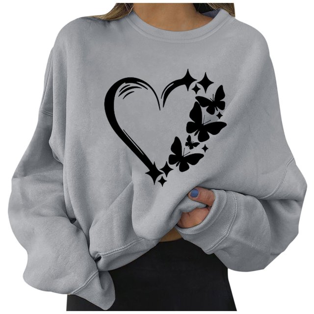 Gibobby Sudaderas para mujer Sudaderas de cuello redondo para mujer estilo casual manga larga ligeras cómodas holgadas de moda sin botones(Gris,M)