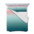 thumbnail image 7 of Quilts Twin Size Bedding Set, Pink Turquoise Ombre Lightweight Quilted Comforter, Teal Modern Geometric Striped Abstract Art Soft Bedspread Coverlet with Pillow Covers for All Season, 68" x 86", 7 of 7