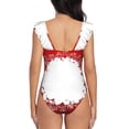 thumbnail image 6 of Yiaed Winter Christmas Snowflake Print Women's Ruffled One Piece Swimsuit V Neck Swimwear Slimming Monokini for Woman-XX-Large, 6 of 8
