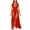 Red, variant on Mikilon Women Deep V-Neck Dress High Side Slit Long Dress Solid Color Sleeveless Dress