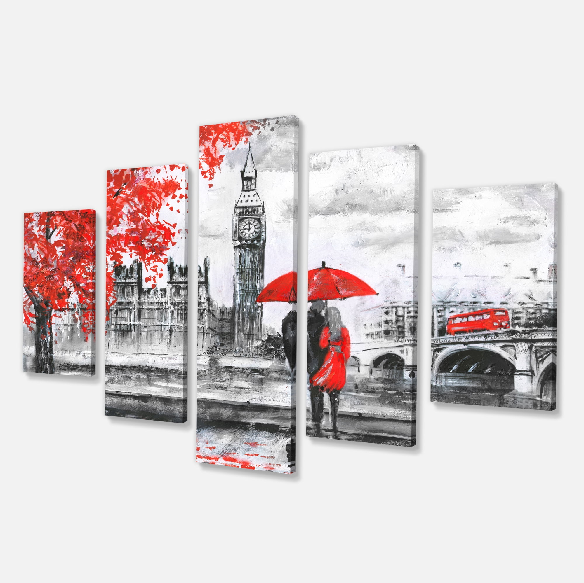 Designart 'Couples Walking in Paris ' Landscape Canvas Art Print