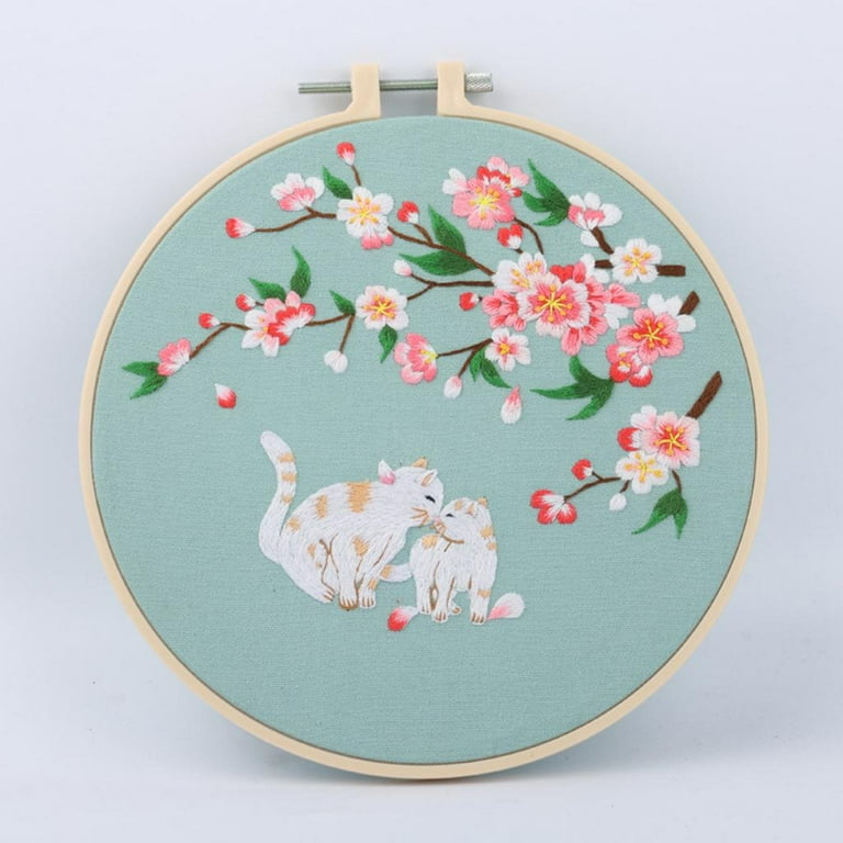 Cat In Bloom Embroidery Kit