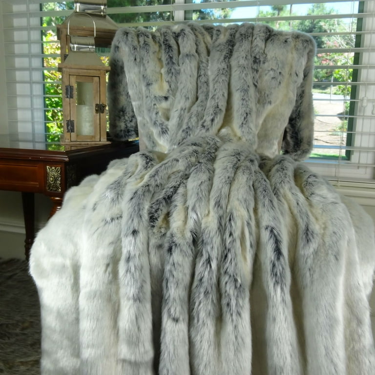 Thomas Collection Luxury White Ice Blue Tissavel Faux Fur Throw Blanket 16452 Walmart