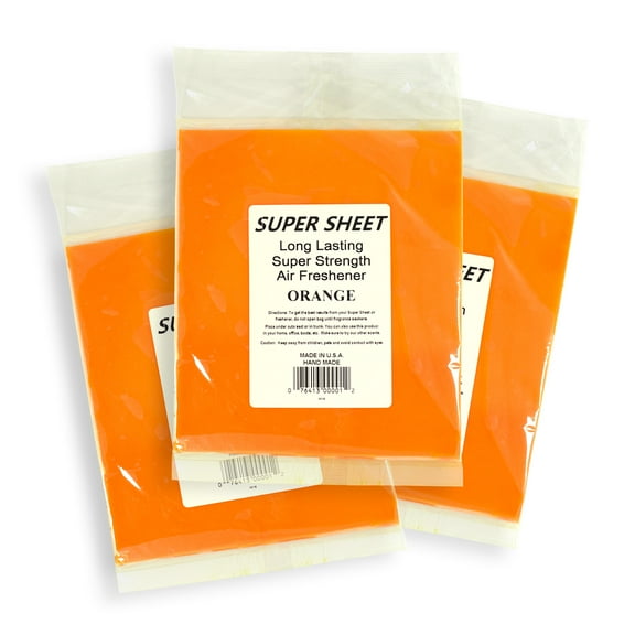 Jenray Super Sheet Large (8"x7") Under Seat Car Air Freshener, 3-Pack (Orange)