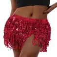 thumbnail image 2 of Jupe Ventre pour Femmes Jupe Mini à Franges Pailletées avec Sangles de Taille Réglables pour Danse Performance Rave Party, 2 of 8