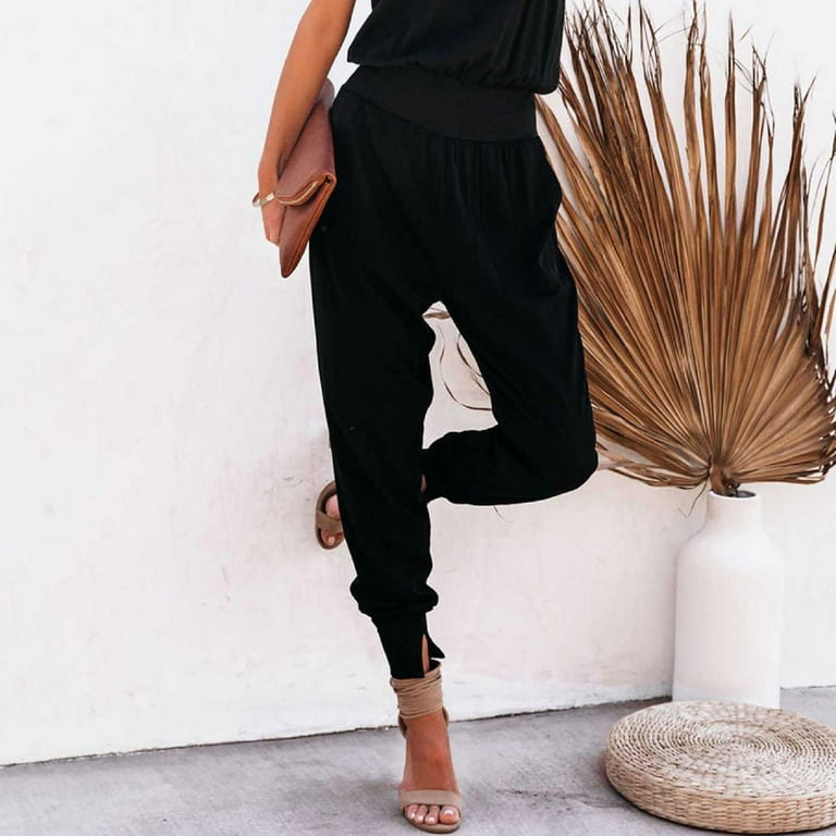 Womens High Waisted Dress Sweatpants Loose Stretch Casual Sports Jogger  Pants with Pockets Comfortable Ankle Trousers 