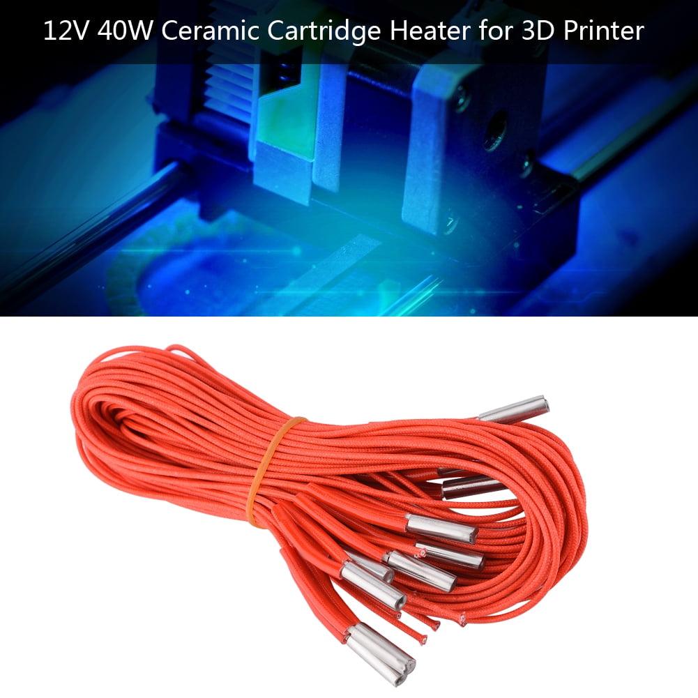 Fafeicy Heizpatronen 12V 40W – 10 Stück, Edelstahl 304, Mit 1m Kabel, Für 3D-Drucker & Heizanwendungen