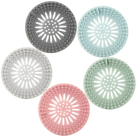 

5pcs Shower Drain Covers ive Hair Catcher Reusable Kitchen Sink Strainer