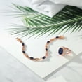thumbnail image 3 of Gem Stone King 11.90 Ct Oval Blue Sapphire 18K Rose Gold Plated Silver Ring and Bracelet Jewelry Set (Size 5), 3 of 3