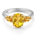 thumbnail image 3 of Gem Stone King 925 Silver and 10K Yellow Gold Yellow Citrine Engagement Ring for Women | 2.16 Cttw | Oval 9X7MM | Gemstone November Birthstone | Size 6, 3 of 6
