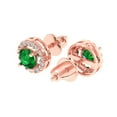 thumbnail image 2 of 14K Solid Gold Screw Back Stud Earrings for Women | 1.24 cttw Round Cut Simulated Emerald | Rose Gold, 2 of 4