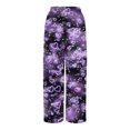 thumbnail image 7 of Women's Fashion Pocket Valentine's Day Print Stretch Adjustable Drawstring Wide Leg Pants, Elastic Waist Holiday Pants, Casual Lounge Wear for Women,Purple,L, 7 of 7