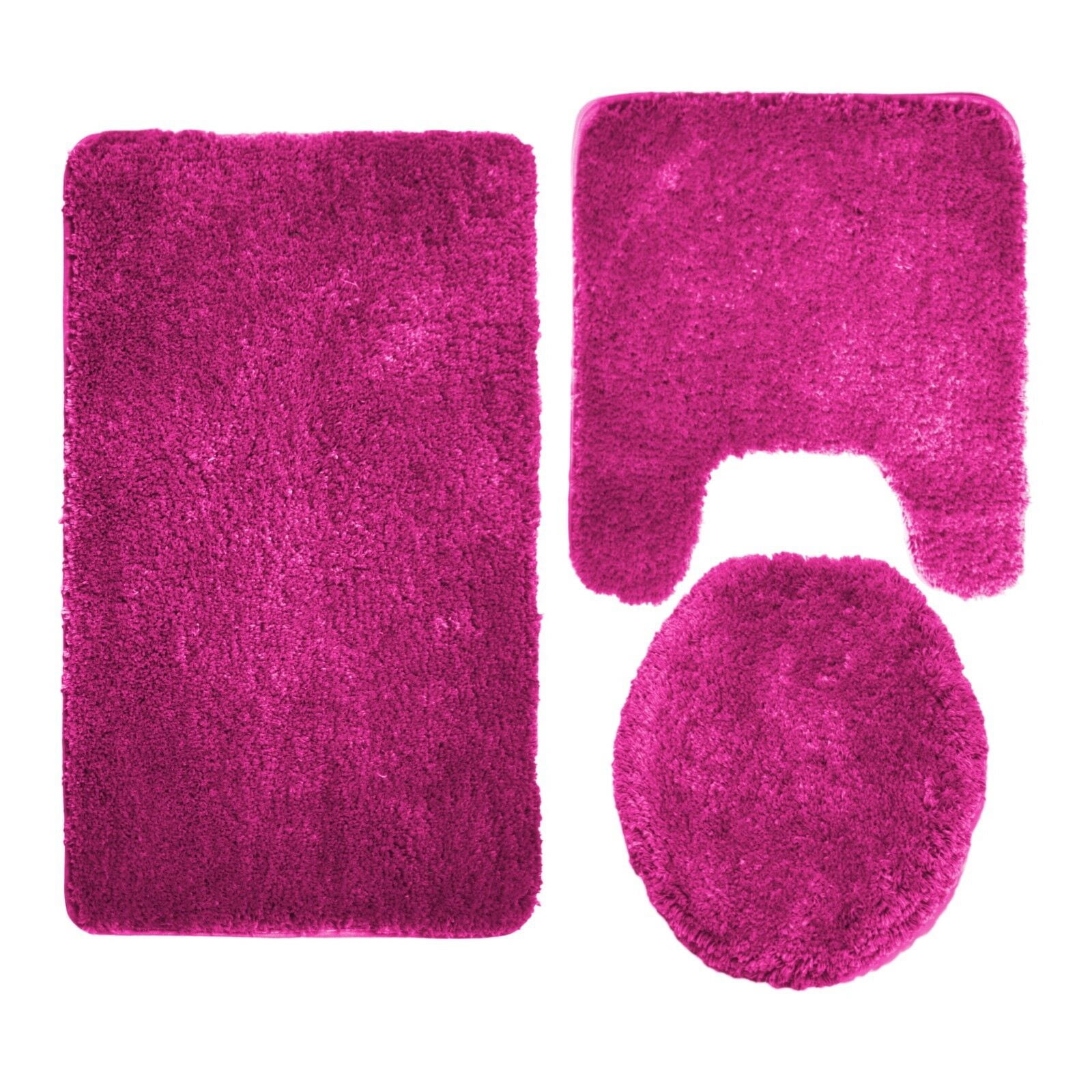 Kashi Home Luxury Soft Plush Mocha Microfiber Bath Rugs, 18" x 30", Non-Slip (3 Count)