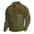 thumbnail image 2 of Gephdiin Long Sleeve Shirts for Men Men's T-Shirts Classic Long Sleeved Collar T Shirt Button Down Shirt Pocket T Shirt Mens Long Sleeve Tee Shirts Graphic Tees Men Corduroy Army Green M, 2 of 9