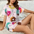 thumbnail image 4 of "Wukai Donut Women's Pajama Set - Short-Sleeve Top and Shorts with Elastic Waistband and Pockets for Loungewear, Yoga, and Casual Wear-Large, 4 of 8