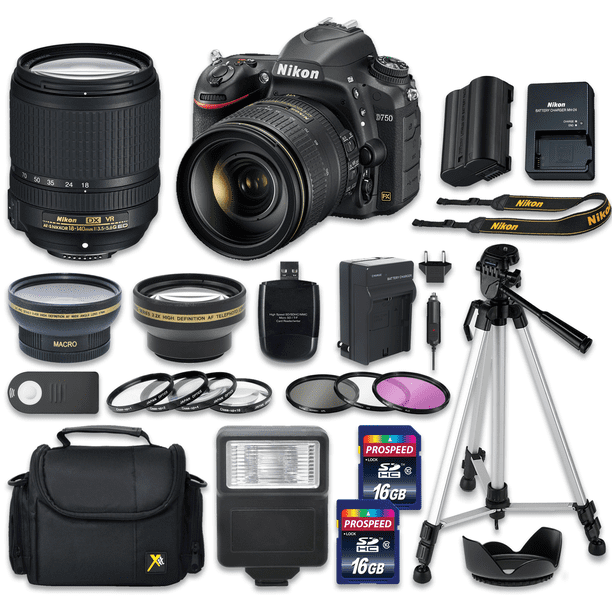 nikon d750 dslr camera body with nikkor 18 140mm f 3 5 5 6g ed vr lens vibration reduction with 2 pieces 16gb high speed sdhc memory cards camera