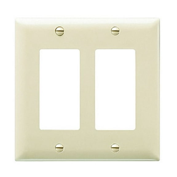 Pass & Seymour Legrand TP262-I 2-Gang Decorator GFCI Rocker Switch Wall Plate, Unbreakable Nylon, Trademaster Size Cover, Ivory