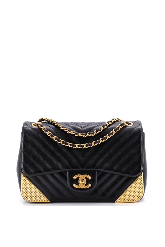 Pre-Owned Rock the Corner Flap Bag Chevron Calfskin Mini By Rebag