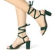 thumbnail image 2 of Sandalias de tacón Grueso con Cordón Arriba Allegra K Verde 36, 2 of 7