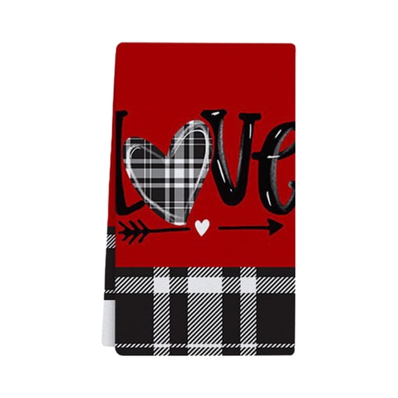 Cheapark Happy Valentines Day Kitchen Towels 23.6x15.8 Inches - Absorbent Tea Towel Drying Cloth, Practical Valentines Day Decor for Daily Kitchen Use